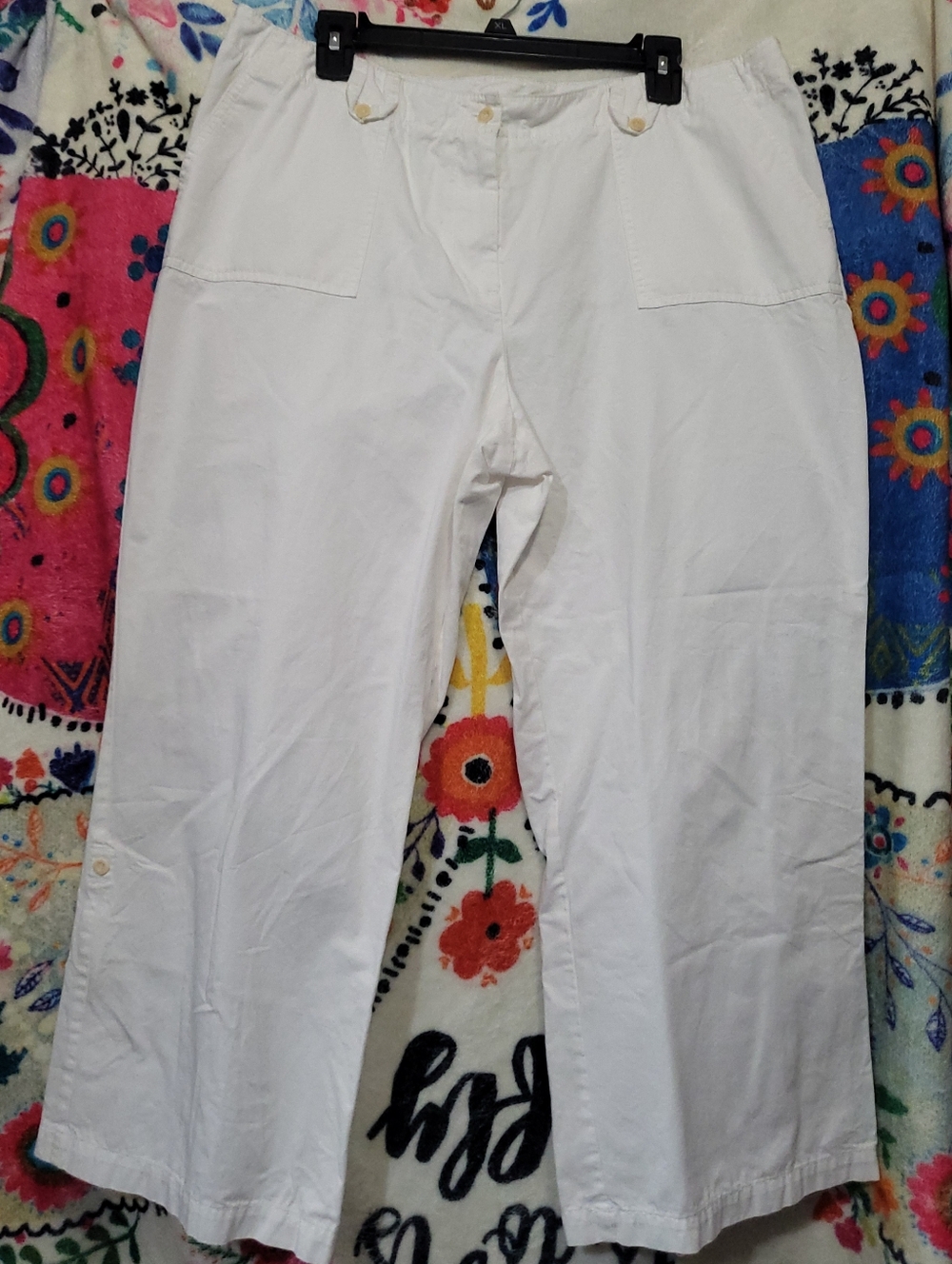 Sigrid Olsen Poet 9 White Wide Leg Cotton Pants Size 16